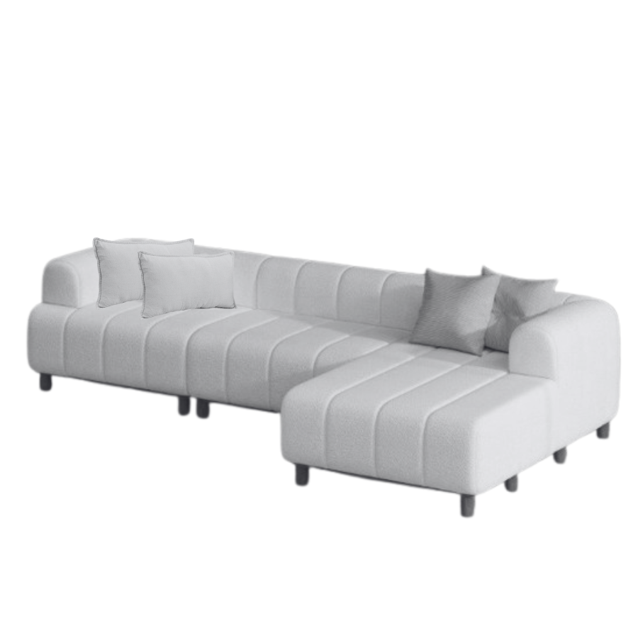 Ruby L Shape Sectional Fabric Sofa in Grey Colour