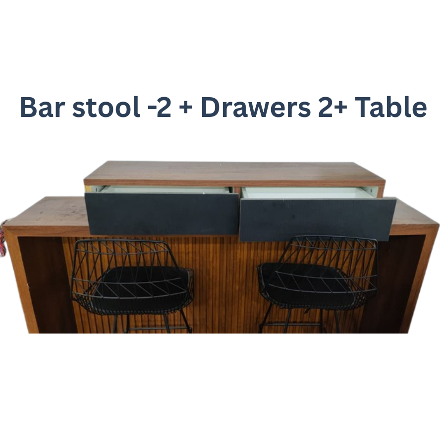 Royal Bar Station Table with Bar stool in Walnut finish